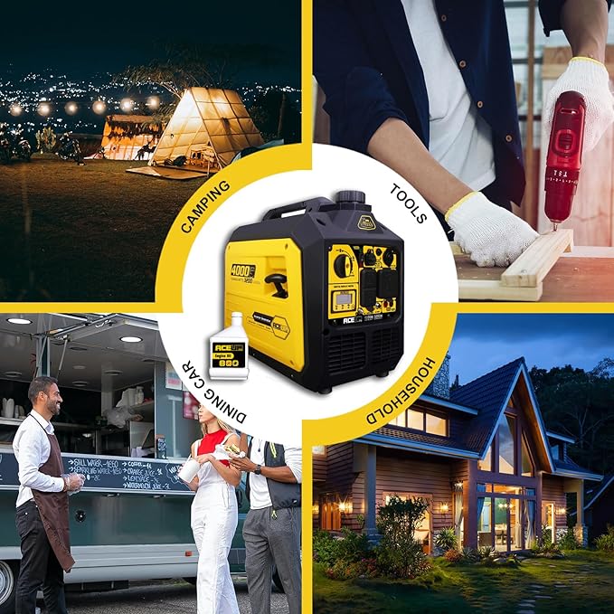 Aceup Energy 4000 Watt Portable Inverter Generator 149cc, Gas Quiet Generator for Home, RV-Ready, EPA Compliant