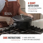Victoria 4-Quart Cast Iron Dutch Oven with Lid and Dual Loop Handles, Seasoned with Flaxseed Oil, Made in Colombia