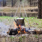 Lineslife Campfire Tripod Grill for Cooking, Durable Stainless Steel Camping Fire Tripod Grill with Grill Grate and Carrying Bag for Outdoor BBQ, Silver