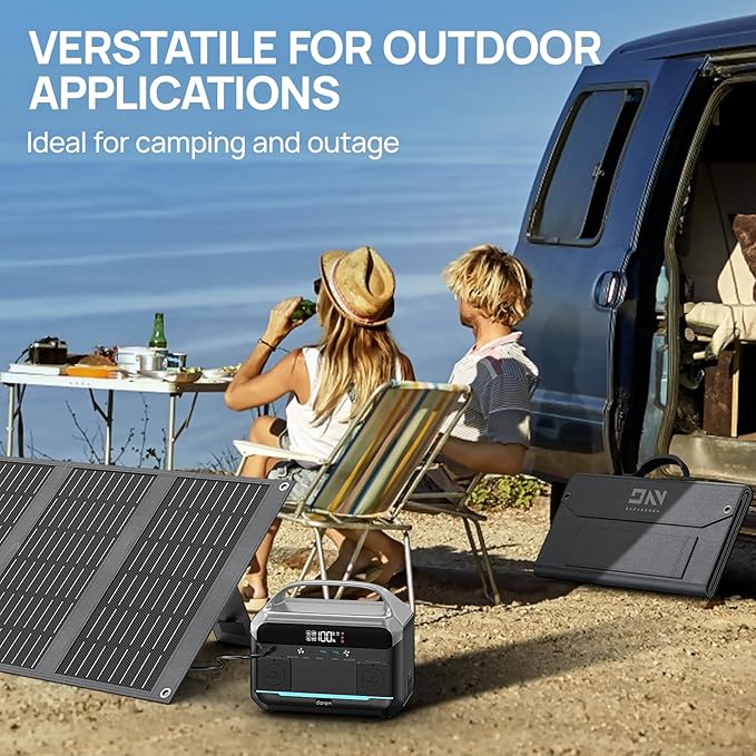 DaranEner Portable Power Station 60,000mAh, 192Wh LiFePO4 Battery Backup w/2 300W AC Outlets, Power Bank for Hurricane Emergency/Home/Outdoor Camping/RVs Use with 100W Foldable Solar Panel