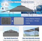 HAPPYGRILL Pop Up Canopy with Dual Awnings 10x17.6 FT, Outdoor Gazebo Shelter with Portable Wheeled Carrying Bag, Easy Setup Instant Tent for Patio Camping Picnic (Grey)