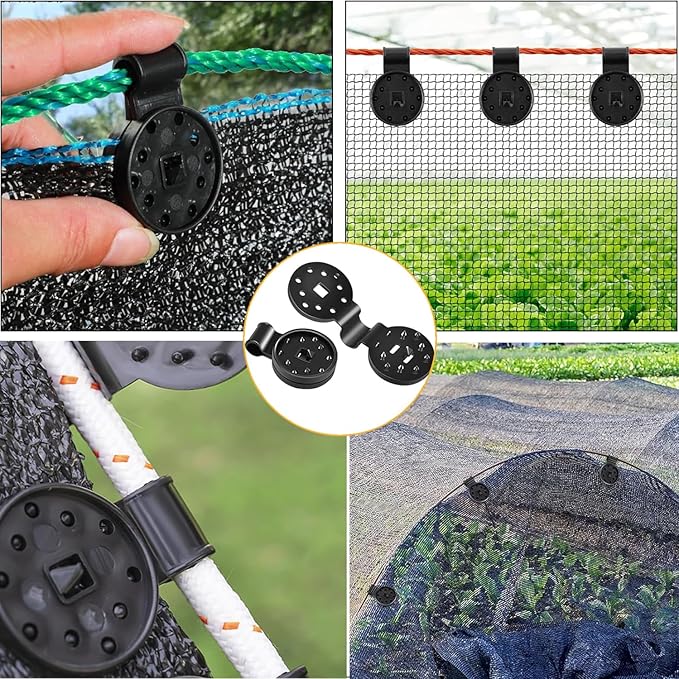 20pcs Shade Cloth Clips, Black Round Plastic Sun Shade Clip, Detachable Durable Heavy Duty Lock Grip for Sun Shade Net, Gardening Shade Cloth, Anti Bird Netting Windproof Awning Clamp Hooks