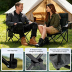 Portable Camping Chair 2 Pack, Folding Outdoor Chair with Cup Holder & Side Pocket for Camping (Black, 2 Pack)