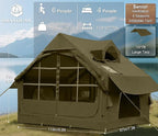 Inflatable Tents for Camping with Stove Jack, 2/4/6/8 Person Easy Setup Blow Up Tents for 4 Seasons Waterproof Inflatable Camping Tent with Awning, Air House Glamping Tents for Camping Adult