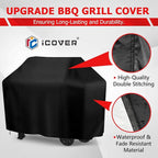 iCOVER Grill Cover, 70 inch BBQ Grill Cover for Outdoor Grill, Anti-UV & Fade Resistant Gas Grill Cover, Waterproof Barbecue Grill Covers for Weber, Char-Broil, Nexgrill and More, Black