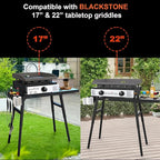 Griddle Stand for Blackstone 17"and 22" Tabletop Griddle, Foldable Grill Table with Adjustable Legs, a Removable Side Shelf, Paper Towel Holder, 3 Tool Hooks and a Spice Box, for RV, Camping