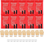 30 Pcs Emergency Fire Blankets for Home and Kitchen 40x40 Inch 10 Fiberglass Fire Suppression Blankets with 10 Fireproof Gloves & 10 Hooks for House Grill Fireplace Camping Car Warehouse Safety