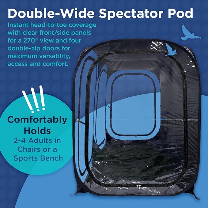 WeatherPod® The Original Shark Tank Side-by-Side™ 2-4 Person Pop-Up Pod - Stay Warm, Dry, and Out of The Sun - Weather Pod for Sports, Rain, or Wind - Simple to Set Up and Tear Down
