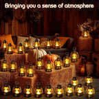 Ferraycle 48 Pcs Mini Lantern Decor 4 Inch Western Lantern Table Centerpiece Small Vintage Camping Hanging Lamp Ornaments Bulk for Cowboy Cowgirl Wedding Halloween Christmas (4 Inch,Retro Gold)