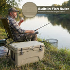 Goplus Hard Cooler, Insulated Ice Chest w/Portable Handles, Cup Holders, Ruler, Bottle Opener, 6 Day Ice Retention for Drink, Beverage, Camping, Fishing, Beach