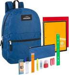 Trail maker Backpack with School Supplies for Kids - 20 Piece Back to School Supplies with 17" Backpack (Navy)