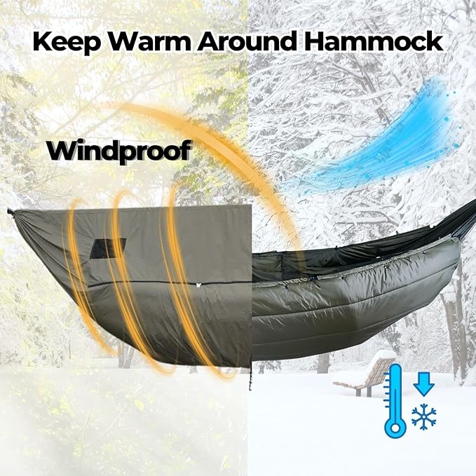 Onewind Premium Hammock Wind Sock, Hammock end Wind Block, Lightweight and Wind-Resistant Underquilt Protector for Winter and Cold Weather Protection, Backpacking, OD Green