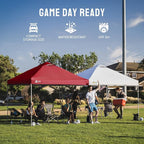 CROWN SHADES 12x12 Pop Up Canopy Outside Canopy, Patented One Push Tent Canopy with Wheeled Carry Bag, Bonus 8 Stakes and 4 Ropes, Red