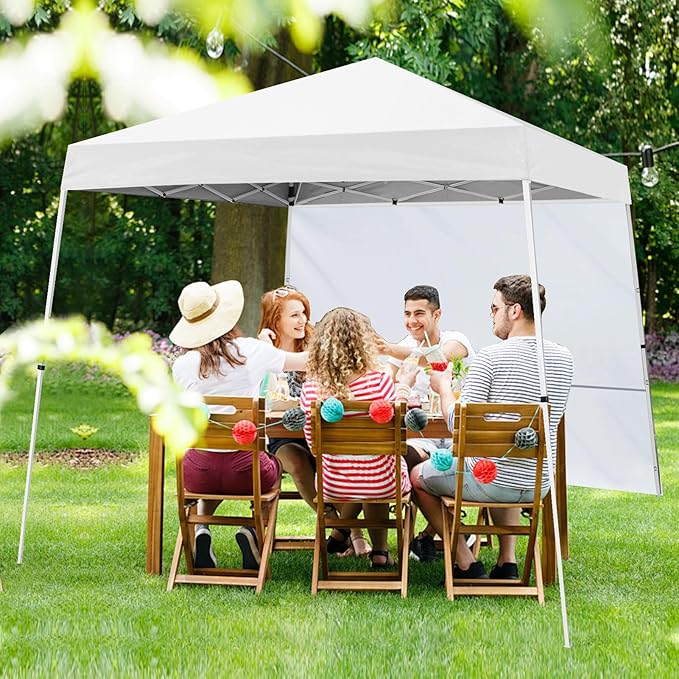 Joramoy Canopy Tent Sidewalls for 10×10 Slant Leg Pop Up Canopy Frame, Instant Sunwall with with Waterproof and UV Protection Layer, Tent Side Panels Shade Wall, 1 Pack Sidewall Only(White)