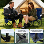 Portable Camping Chair 2 Pack, Folding Outdoor Chair with Cup Holder & Side Pocket for Camping (Navy Blue, 2 Pack)