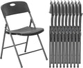 DUMOS 10 Pack Folding Chairs Heavy Duty with Ergonomic Back - Plastic Stackable Portable Dining Chiars Set, for Home and Office, Conference, Wedding, Party, Patio, Garden, for Indoor Outdoor, Black
