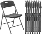 DUMOS 10 Pack Folding Chairs Heavy Duty with Ergonomic Back - Plastic Stackable Portable Dining Chiars Set, for Home and Office, Conference, Wedding, Party, Patio, Garden, for Indoor Outdoor, Black