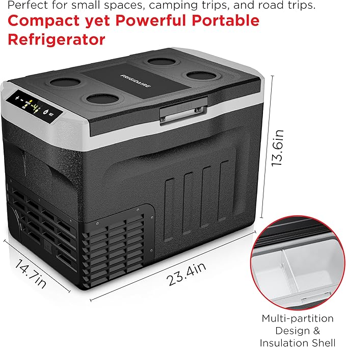 Frigidaire 2-in-1 Portable 12/24V DC & 110-240V AC Compressor Fridge Freezer – Compact for Travel, Car, Camping, Road Trips, Home, Dual Voltage 21qt