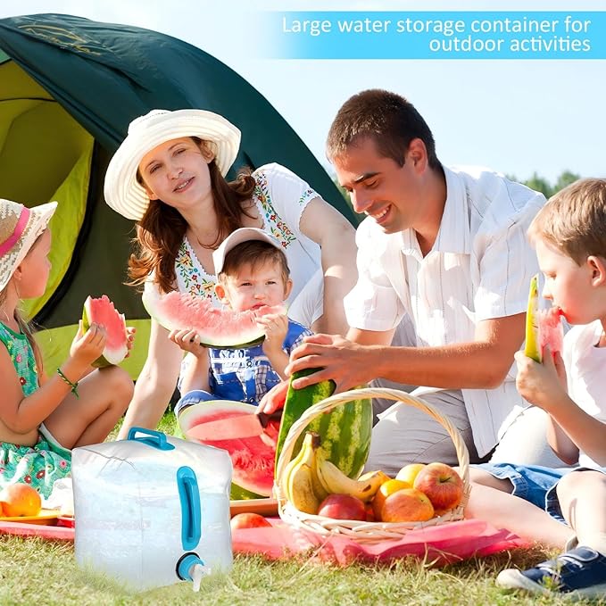 3 Pack Collapsible Water Container with Spigot, Foldable Camping Water Container Portable Camping Storage Carrier Jug for Outdoors Hiking Emergency Kit Backpack(Blue,2.6 Gallon)