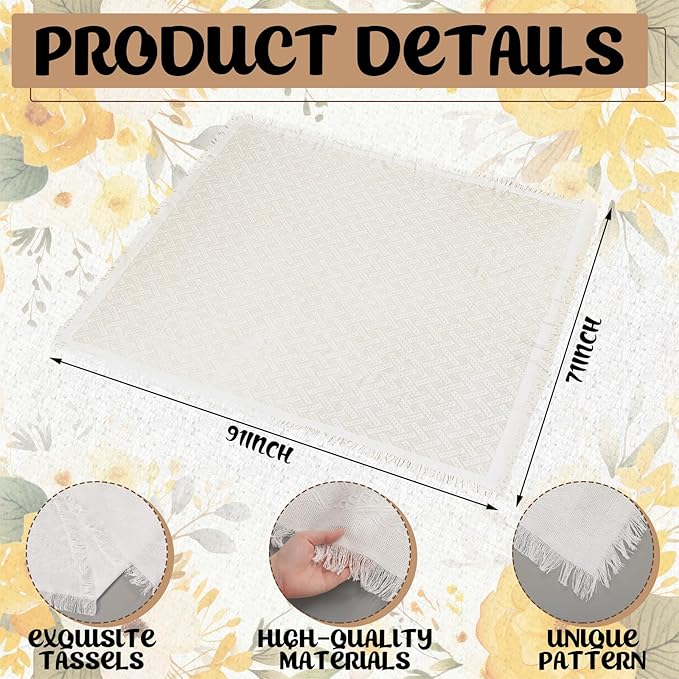 91 x 71 Extra Large Outdoor Boho Picnic Blanket with White Table Runner, 6 Throw Pillow Covers 6 Napkins Woven Cotton Yarn Oversize Beach Blanket Washable Picnic Camp Wedding