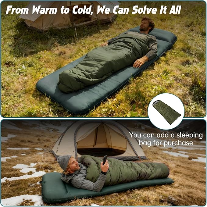 Self Inflating Sleeping Pad with Waterproof Tarp, 3.2" Extra Thick Built-in Electric Pump Air Mattress for Car Camping, R-Value 9.5 All-Season Winter Gear, Roll-up Compact Mat