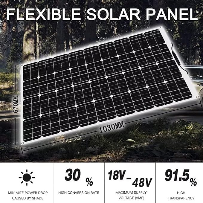 1600 Watt Solar Panel Kit, 4 × 400 Watt Flexible Solar Power Panel Photovoltaic Module with 40A Solar Charge Controller Monocrystalline Solar Panel for Camping Off Grid Battery Charging Boat
