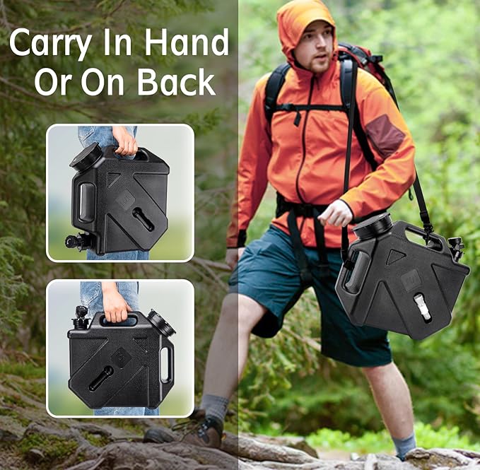 Camping Water Jug, 2.6 Gallon, BPA Free, Leak-Proof, Rectangular, Portable, Reusable, For Camping, Hiking, BBQ, Picnic, Emergency