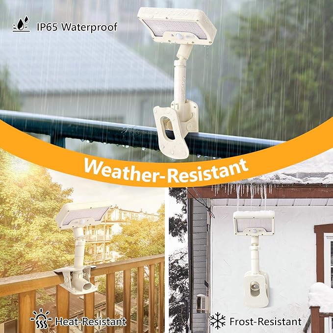 Clip On Solar Lights Outdoor with Motion Sensor, 360°Rotatable & Vertically Adjustable Solar Fence Lights with 92 LEDs (600 LM, 3000 K),IP65 Waterproof Security Light for Deck, Gutter（White, 2 Pack）