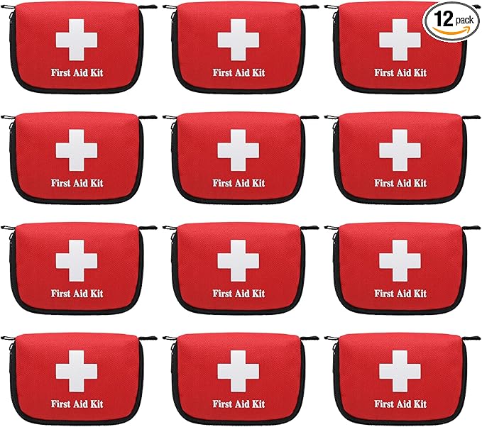 Faylapa 12Pcs Mini Empty First Aid Bag, 5.5x3.5x1.5 inches Travel Pouch Bag for Travel, Car, Home, Office, Camping, Outdoor (Bag Only)