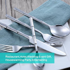 Silverware Set Stainless Steel Flatware Set 30 Pieces Cutlery Set Bamboo Handle Mirror Finished for Home Kitchen Restaurant Hotel Cutlery Set Service for 6