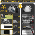 Happy Travel Bike Storage Shed Tent,Outdoor Portable Bicycle Storage Sheds with 210D Oxford Fabric PU4000 Waterproof for 2/3/4/6/8 Bikes,Bike Covers Shelter for Motorcycle,Garden Tools,Toys,Lawn Mower