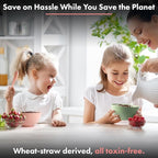 FOODLE Wheat Straw Dinnerware Set - BPA Free & Safety Tested - Dishwasher & Microwave Safe - Toddler & Kids Plates and Bowls Sets - Plastic Plates Reusable - Perfect for RV, Camping Dishes - For 4