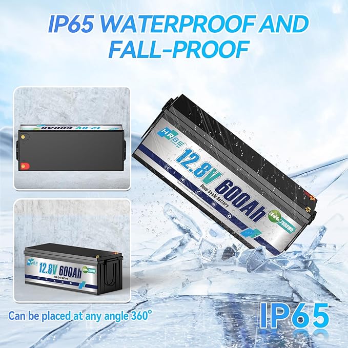 12V 600Ah LiFepo4 Battery Rechargeable Lithium Batteries with 200A BMS, UP to 5000+ Deep Cycles, Perfect for Boat, Marine, RV, Solar, Trolling Motor