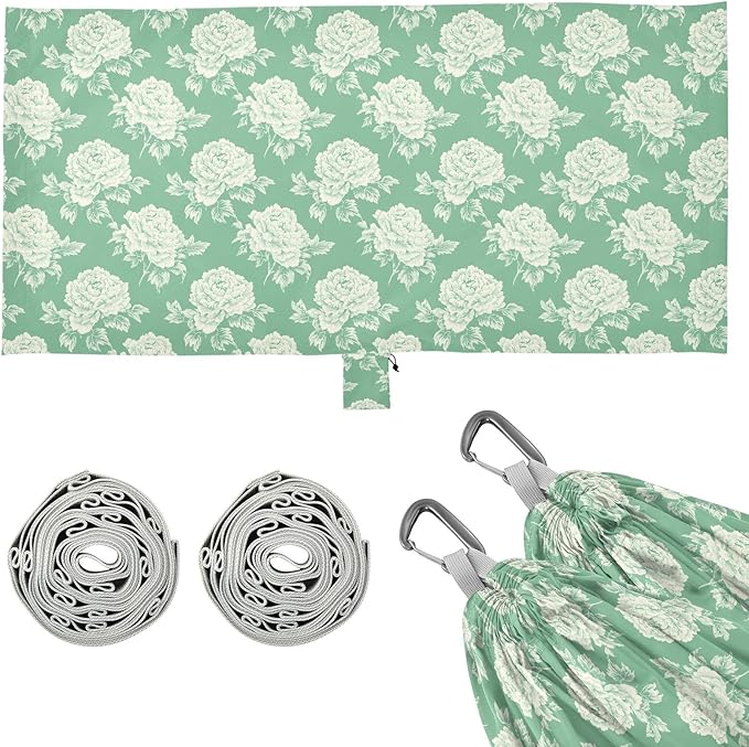 Peony Mint Green Hammocks for Camping Cloth Hammock for Outside Camping Essentials