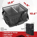 FANGSUN Large Grill and Picnic Caddy with Paper Towel Holder, BBQ Organizer for Utensils, Plates, Condiments, Collapsible & Easy-Carry Griddle Caddy, Must-Haves for Outdoor, Camper, Travel, Car, RV