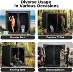 EighteenTek® Shower Tent Camping, 2-Room Portable Changing Room, Outdoor Shower Enclosure, Pop Up Privacy Tent Shelter with Floor & Doors, Waterproof & Lightweight, Camping Toilet Bathroom