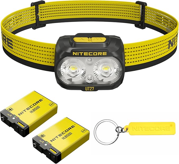Nitecore UT27 MCT Pro High CRI Three Color Temperatures Lightweight Trail Running Headlamp with 2X HLB1500 Battery Pack, Tag (Black)