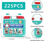 225 Pieces First Aid Kit, Includes Ice Pack, Adhesive Bandages, Wound Gauze Pads, Portable First Aid Bag for Home, Car, Business, Travel, Outdoor Emergency Medical Kits