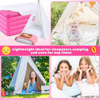 Windyun 2 Sets Kids Air Mattress Bulk with Fitted Sheet,Toddler Inflatable Bed 63 x 27 x 8 Inches Blow up Airbed Camping Sleeping Pad for Aged 3-10 Years Old Birthdays Slumber Sleepover Party (White)