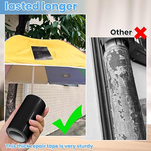 Waterproof Repair Tape for Fabric, Plastic, Awning, RV Underbelly, Tarp, Tent, Sail and Boat Cover Outdoor Repair Patch, Heavy Duty,4 Inch x 10FT Black
