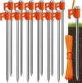 Tradesparker Tent Stakes 12-Pack 8Inch Heavy Duty Garden Stakes Canopy Anchors - Includes Ropes for Camping Tents, Pop Up Canopies and Outdoor Events, Orange