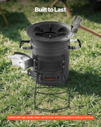 VEVOR Camping Rocket Stove, Wood Burning Portable Rocket Stove with Carrying Bag for Backpacking, SPCC Steel, Double Door, Burn Twigs, Sticks or Charcoals for Outdoor Cooking, Backyard, Camp Cooking
