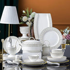 Bone China Dinner Sets Nordic Creative Phnom Penh Combination Ceramic Tableware Suit Suitable for Gifts Wedding Hotel 60 Piece