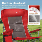 ALPHA CAMP Heavy Duty High Back Camping Chairs with Cup Holder Oversized Folding Chair Outdoor Chair with Headrest,Lawn with Side Pocket for Lawn, Sports and Fishing, 500lbs