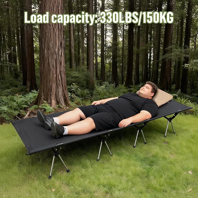 Night Cat Camping Cot Bed - Portable Folding Sleeping Cots for Adults 1-Person Outdoor Elevated Off-Ground Beds Easy Set-up Army Sleeping Bed 87"x28"