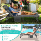 ABORON Patio Lounge Chair, Folding Guest Bed Cot for Adults, 500LB Heavy-Duty Capacity, Portable Extra Bed with Comfort Mat, Quick Fold Design for Indoor Guest Stays & Temporary Use