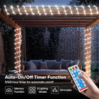 ICRGB Solar Rope Lights, 66FT 200LED 1800mAh Outdoor Waterproof Solar Lights with Remote, IP67 String Light with Timing & 8 Modes for Garden Tree Pathway Yard Pool RV Christmas Decor, White