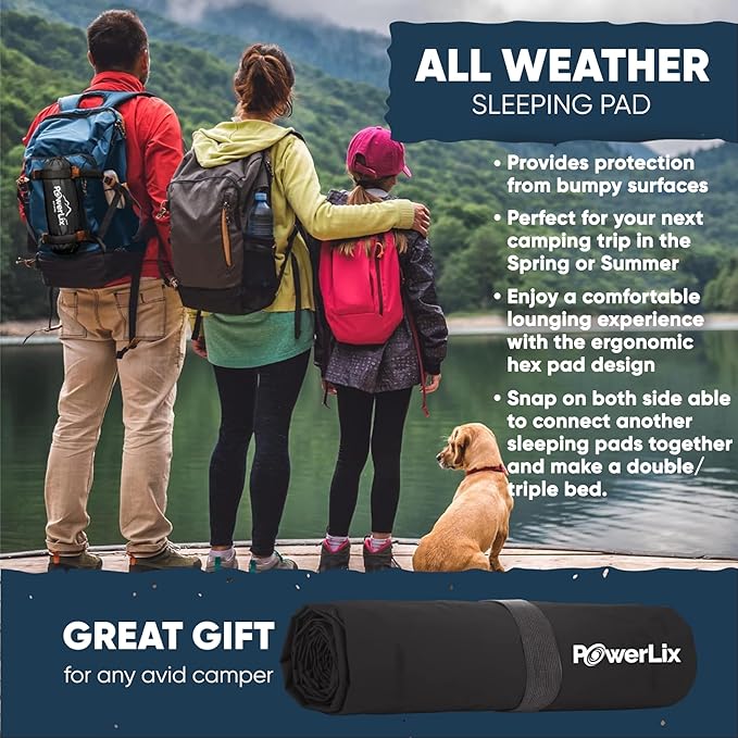 POWERLIX Ultralight Sleeping Pad for Camping with Inflating Bag– Compact Lightweight Camping Mat, Outdoor Backpacking Hiking Traveling Airpad Air Mattress Sleeping Mat