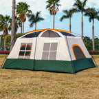 KTT Large Tent 6-8-10 Person,Family Cabin Tents,2 Rooms,2 Doors and 4 Windows with Mesh,Straight Wall,Waterproof,Double Layer,Big Tents for Outdoor,Picnic,Camping,Family Gathering