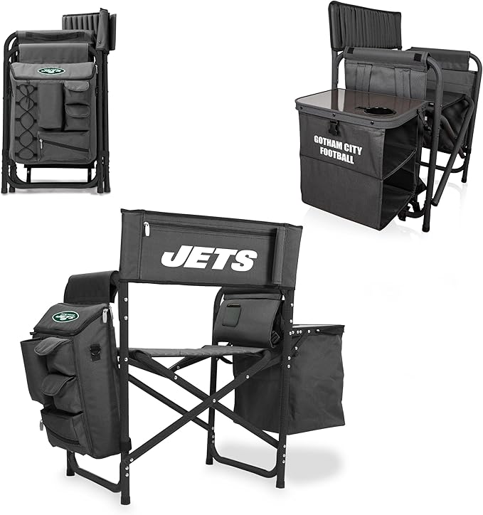 Picnic TIME NFL Unisex-Adult NFL Fusion Camping Chair with Side Table and Soft Cooler, Beach Chair for Adults, Lawn Chair